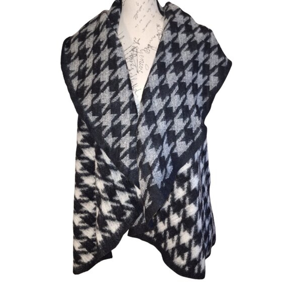 Alice V Womens Houndstooth Vest Cardigan One Size Open Front Wool Fall Designer - Picture 1 of 8